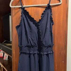 Boutique size M Navy Ruffle-Trim Sleeveless Jumpsuit NWT